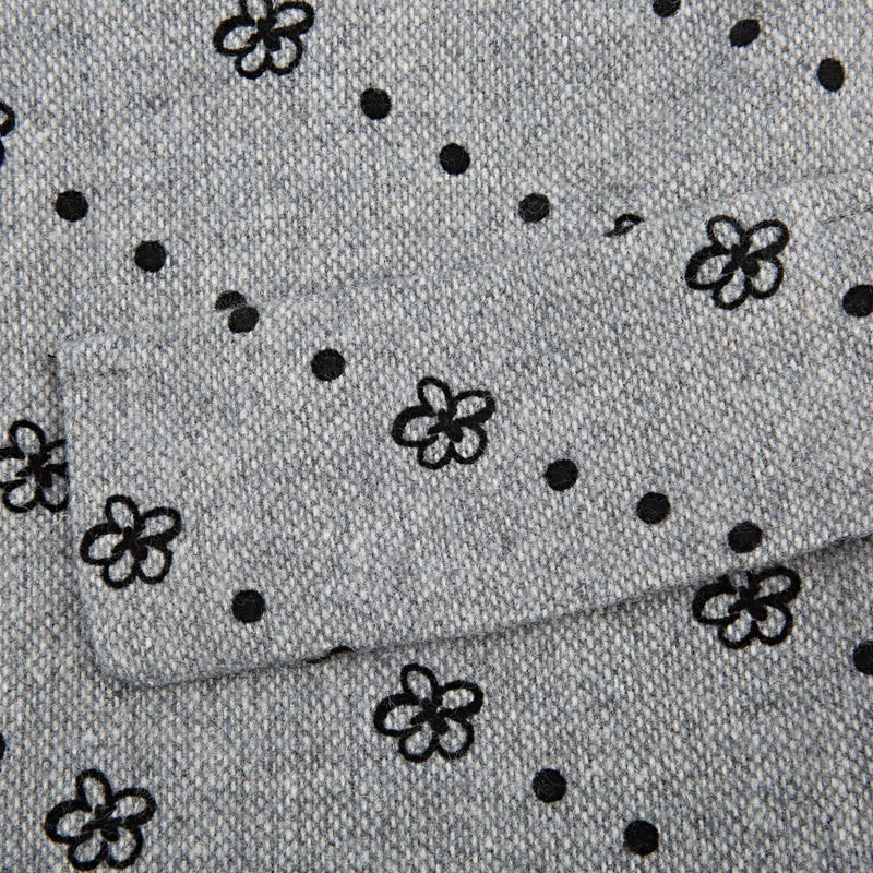 sdeer圣迪奥冬季女装学院风V领印花毛呢无袖连衣裙S244Z1289