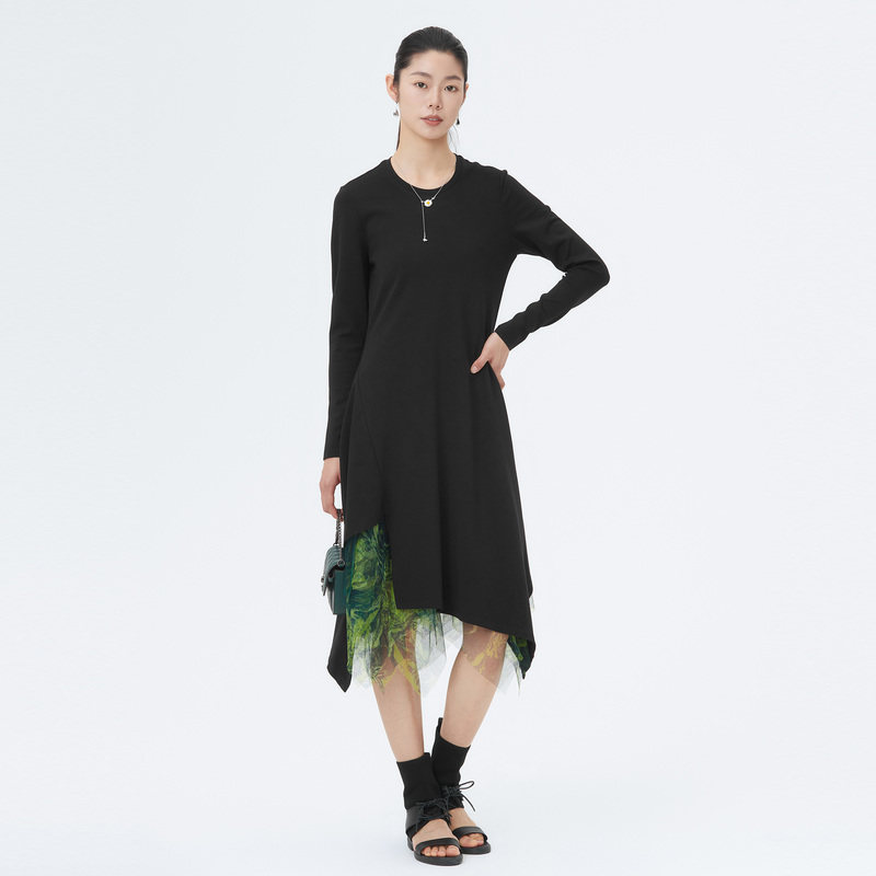 sdeer圣迪奥春装女装网纱印花吊带两件套长袖连衣裙S221Z1201,淘宝优惠券,粉丝福利购,淘宝优惠卷