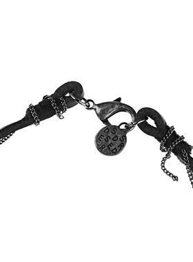 sdeer个性皮绳不规则吊坠项链