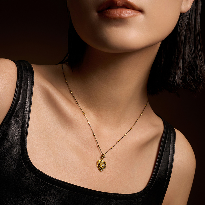 MONOLOGUE独白北纬三十度海洋之心钻石复古黄金吊坠配绳生日礼,淘宝优惠券,粉丝福利购,淘宝优惠卷