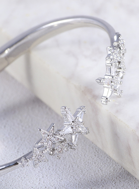 欧美女浪漫满天星五角星开口手镯