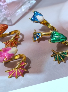 欧美个性创意珐琅彩釉小恐龙开口