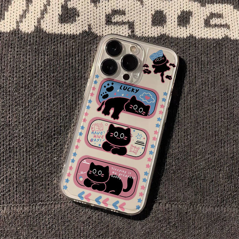 好运粉黑猫iphone17promax手机壳苹果16保护套15pro软壳14plus/13硅胶12mini潮11pro小众女xr/xsmax适用17Air - 图3