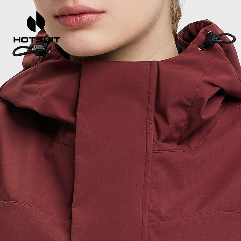 hotsuit后秀风衣女2025冬季新款防风防泼水运动连帽宽松短款外套 - 图2
