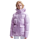 Зимний пуховик, удерживающий тепло ветрозащитный бархатный спортивный костюм с капюшоном, облегающий крой, утиный пух