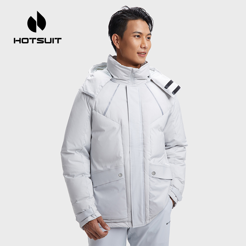 Hotsuit后秀羽绒服男款短款2024春季保暖防风连帽休闲户外厚拉链q