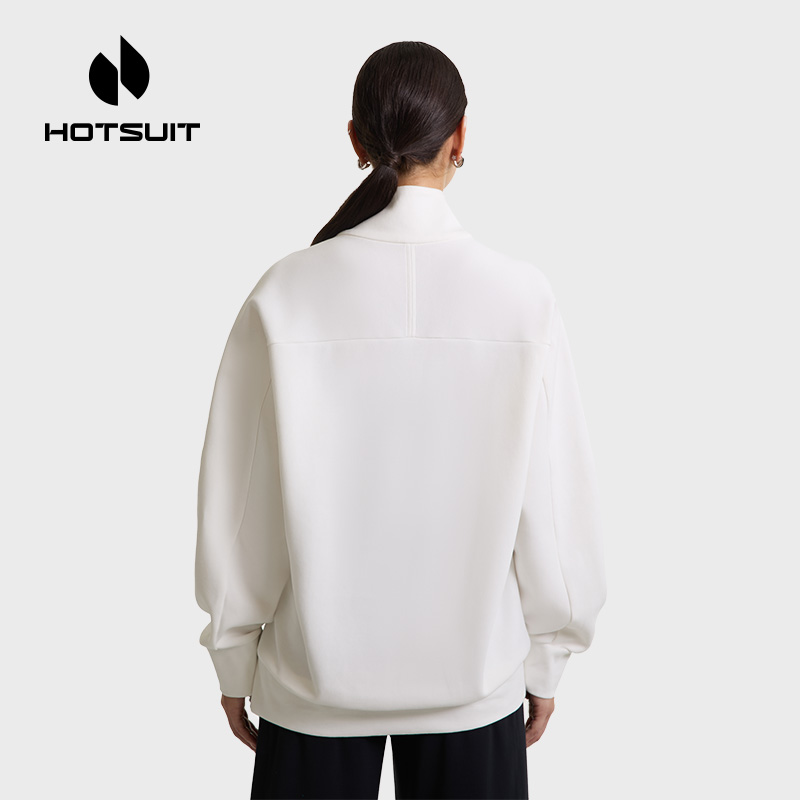 hotsuit后秀卫衣女2025冬季新款半拉链宽松立领户外休闲运动上衣 - 图0