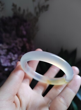 51-52圈天然无烧无染色玛瑙手镯高冰种一口糖玉髓手镯女玉石礼物