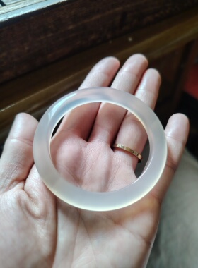 52圈口天然玛瑙手镯白月光玉镯女款冰种玉髓荔枝冻送女友生日礼物