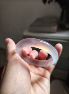 51圈口天然原色无烧无染色巴西灰紫玉髓手镯玛瑙玉镯礼物送女友