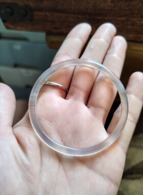 52-53圈口天然原色无烧无染色玛瑙玉髓手镯细条高冰种玉镯送女友