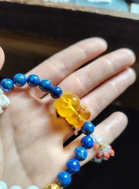 天然青金石手链女款轻奢小众精致蓝色晶石单圈