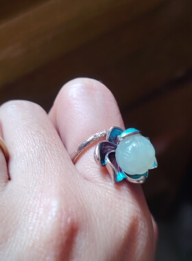 天然玉戒指女款925银重工设计款镶嵌时尚个性简约百搭饰品礼物