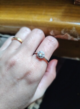 马岛彩月光戒指925银镶嵌可调节指环原创设计甜美少女小清新轻奢