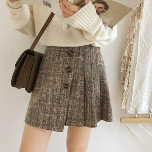 不规则百褶毛呢半身裙