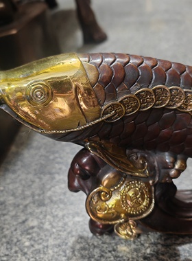 古玩铜器大号金龙鱼摆件纯铜招财年年有余家居客厅店铺礼品收藏