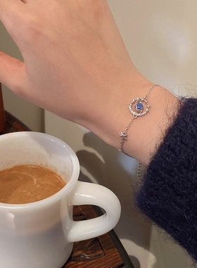 新款ins小众设计高级感冷淡风手链温柔水蓝色星球手链潮