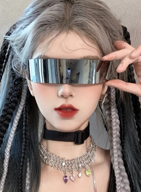 超大框连体骑行风镜防护墨镜女复古赛博朋克眼镜潮未来感太阳镜男