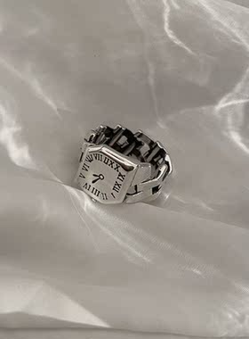 罗马数字手表造型小众设计戒指女可调节开口新款甜辣ins