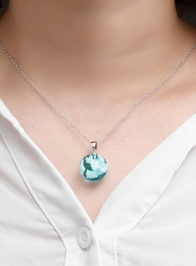 夜光项链网红创意小清新饰品蓝天白云森系透明球树脂吊坠短款项链