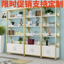 Nordic Light Extravagant Shelf With Lockers Iron Art Steel Wood Storage Shelving Brief Living Room Partition Display Show Shelf