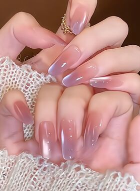 晶石猫眼初夏温柔猫眼ins风手工穿戴甲高品质显白百搭假指甲成品