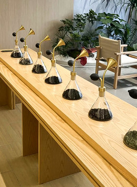 玻璃闻香瓶黄铜精油白酒器皿创意茶叶SPA水疗咖啡豆闻香仪体验器