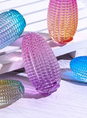 黄水晶玉米摆件彩色玉米文玩纯手工玉米小摆件家居装饰玻璃黄玉米