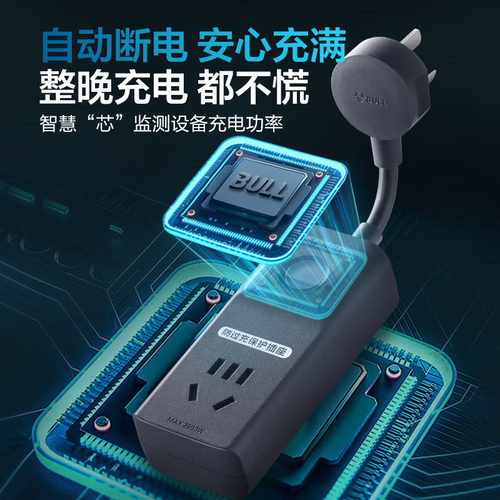 公牛电动车充电保护器自动断电适用台铃电瓶车电源防过充定时插座 - 图0