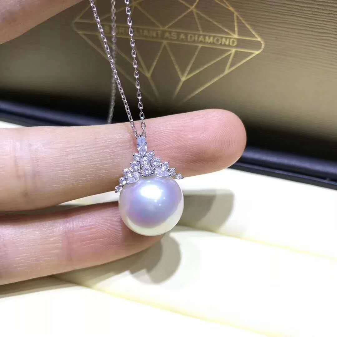 珍珠夫妻网红款爱迪生18K金珍珠吊坠大白色妖紫色正品S925多_虎窝淘