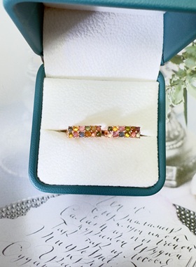 天然水晶碧玺耳环耳扣双排主石