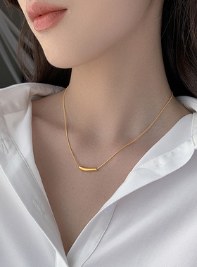 轻奢小众设计感高级钛钢不掉色项链女锁骨链2024新款网红毛衣链