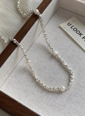 碎银几两淡水珍珠项链女夏2025新款爆款颈链轻奢小众高级感锁骨链