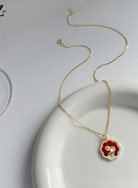 女新年红色小兔子项链毛衣链