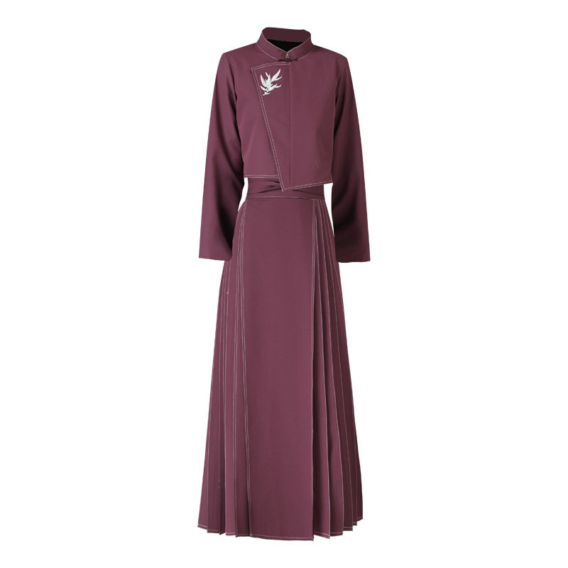 叶央黑色汉服元素国风新中式拉链马面裙套装春季纯色刺绣立领外套,淘宝优惠券,粉丝福利购,淘宝优惠卷