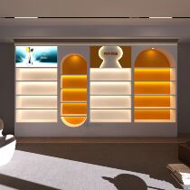 Cosmetics Store Display Cabinet Beauty Salon Straight Podcast Shoes Bag Products Skincare Cupboards Baking Lacquered Cabinet Shelving