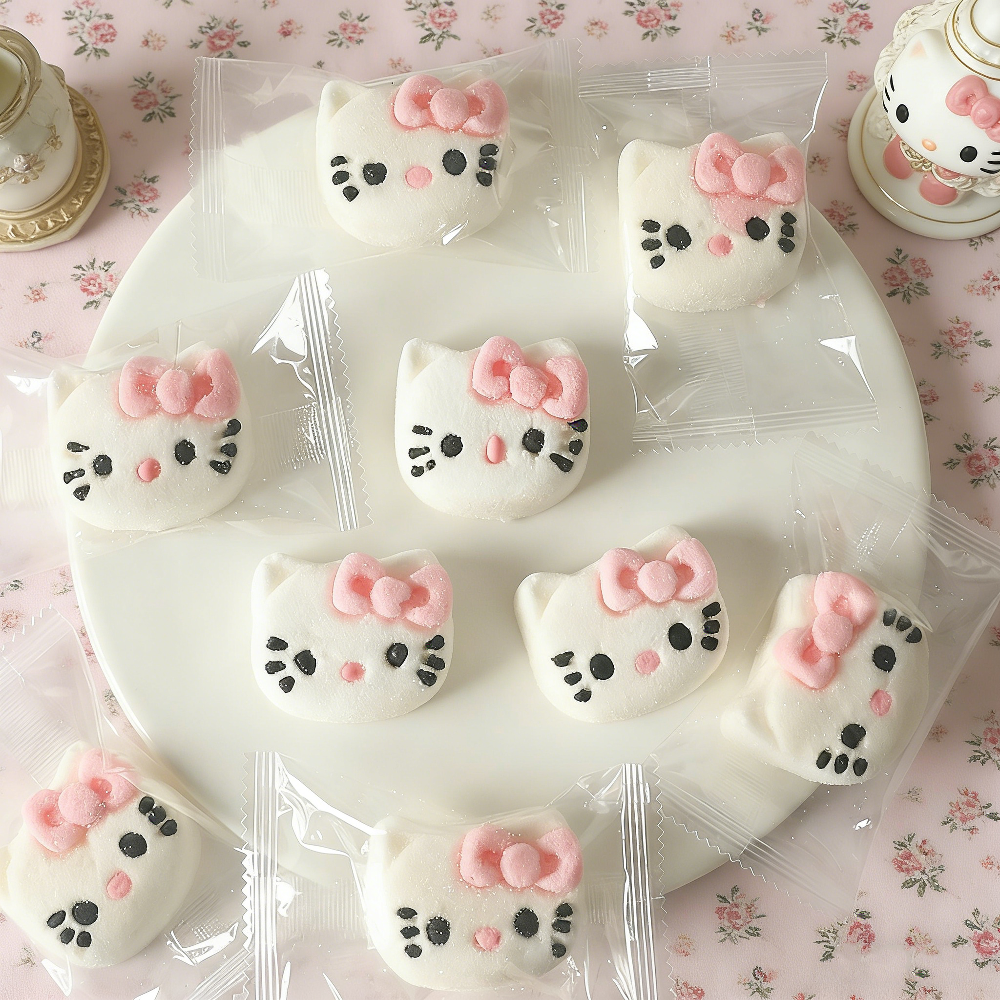 网红祈福kt猫棉花糖可爱粉色蝴蝶结猫猫棉花糖小蛋糕甜品装饰摆件,淘宝优惠券,粉丝福利购,淘宝优惠卷