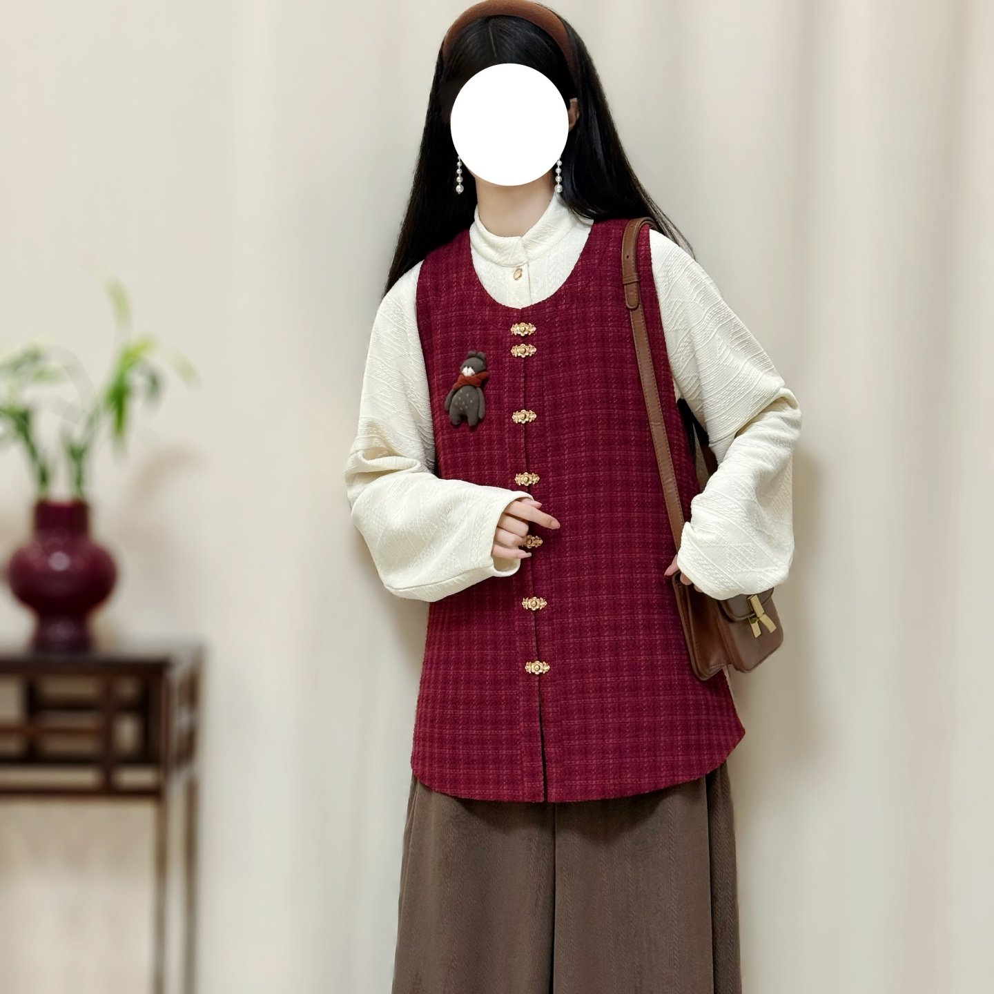 【030】两三松秋冬带兜汉服比甲针织弓袋袖改良短领日常明制汉服,淘宝优惠券,粉丝福利购,淘宝优惠卷