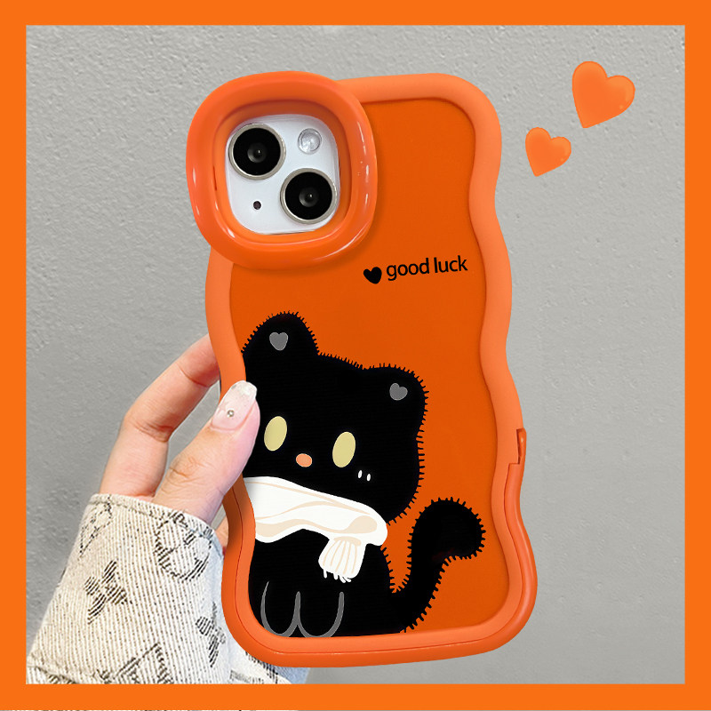 适用华为Pura80Pro＋手机壳新女款围巾黑猫pura70ultra橙色可爱P60/50隐形双支架40/30全包防摔软硅胶保护套,淘宝优惠券,粉丝福利购,淘宝优惠卷