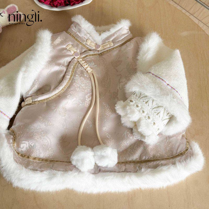 【柠里】女童新中式26冬季套装宝宝古风加绒加厚新年装儿童唐装,淘宝优惠券,粉丝福利购,淘宝优惠卷