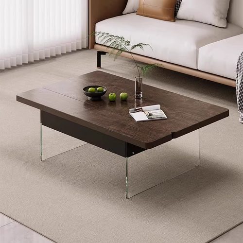 多功能折叠升降方形餐桌两用小户型二合一现代简约高级感悬浮茶几 - 图2