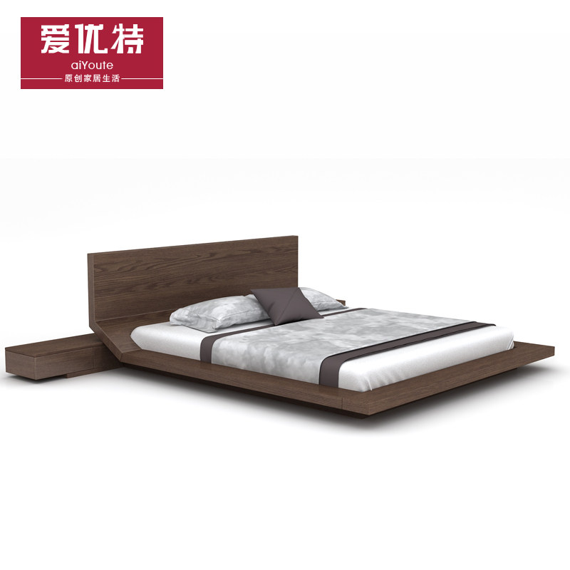 日式全实木榻榻米矮床北欧矮床现代阁楼1.8m双人带床头柜悬浮地台_虎窝淘