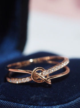 正宗带证书高端莫桑石纯银戒指女玫瑰金封口结婚简约时尚钻戒闭口