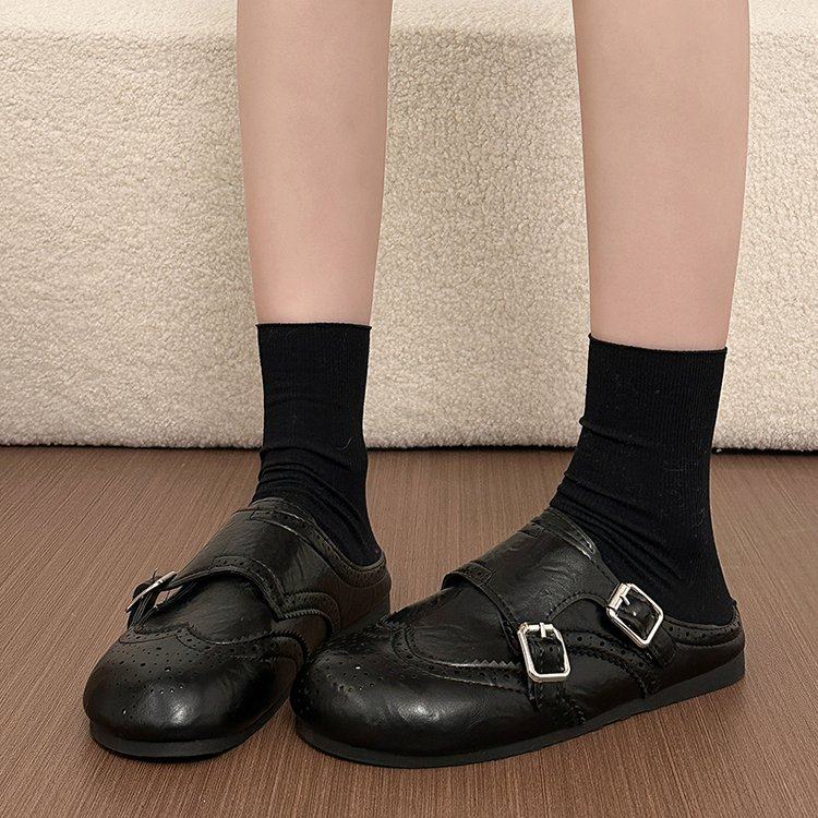 2026春秋季新款厚底英伦风布洛克小皮鞋女百搭内增高包头半拖鞋女,淘宝优惠券,粉丝福利购,淘宝优惠卷