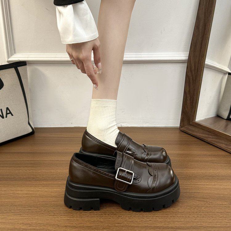 简约英伦风厚底乐福鞋女2026春季黑色复古通勤单鞋增高百搭小皮鞋,淘宝优惠券,粉丝福利购,淘宝优惠卷