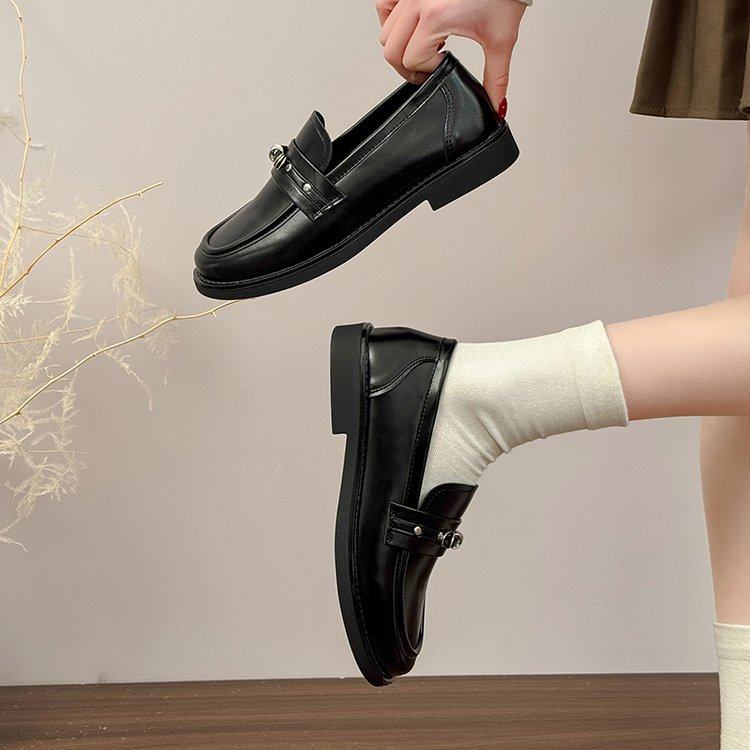 英伦风黑色乐福鞋女2026春季新款一脚蹬小皮鞋厚底百搭通勤单鞋子,淘宝优惠券,粉丝福利购,淘宝优惠卷