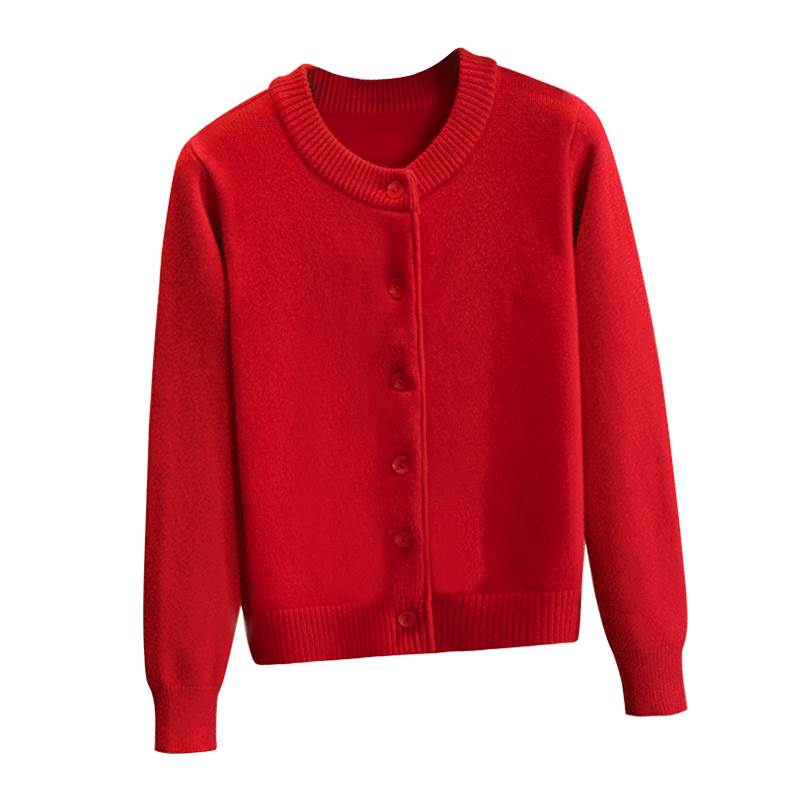 开衫外套女针织秋冬季加厚韩版2022新款红色短款百搭加绒毛衣宽松