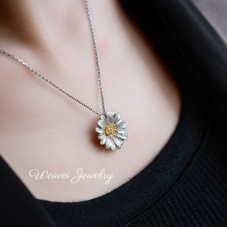 意大利进口|小众轻奢S925纯银镀金女复古拉丝花纹理雏菊花耳钉,淘宝优惠券,粉丝福利购,淘宝优惠卷