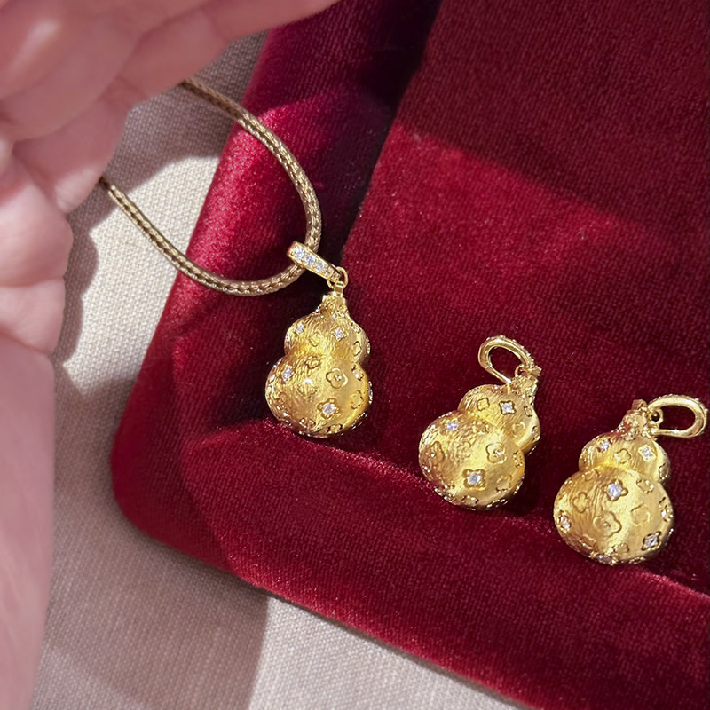 中式复古意大利精工拉丝工艺925银镀18K金花丝四叶草葫芦项链吊坠,淘宝优惠券,粉丝福利购,淘宝优惠卷