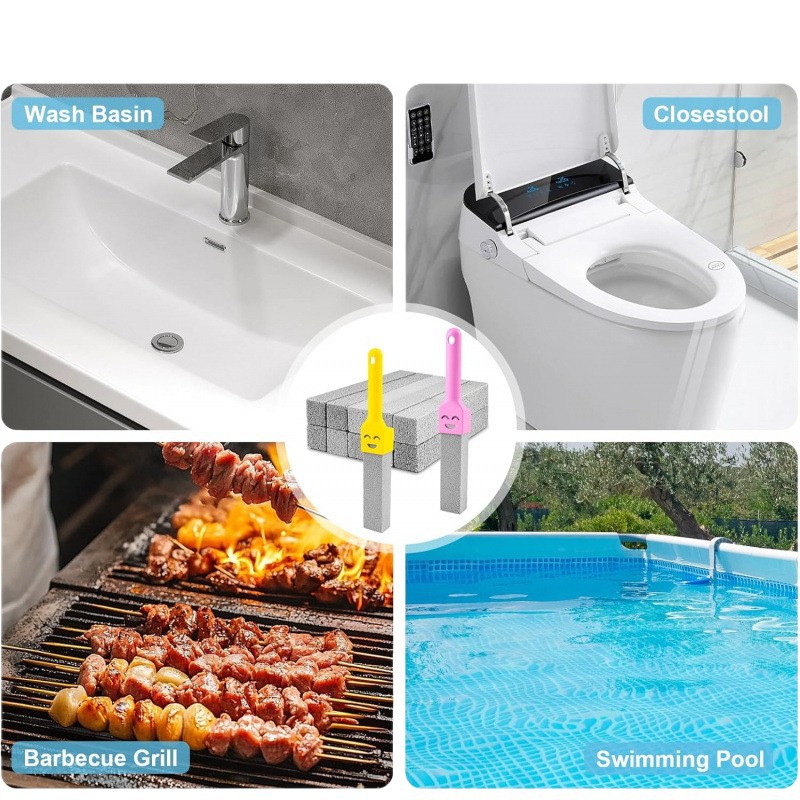 Pumice toilet brush has no dead ends, powerful urine stain removal artifact, water level line toilet cleaner, toilet brush
